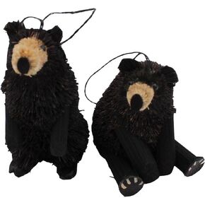 Kurt Adler S0729 2 Assorted 4-Inch Buri Black Bear Ornaments