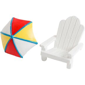 Garneck 2pcs Miniature Mini Beach Chair Furniture Terrariums Decoration Aquarium Ornament Mediterranean Figurines Umbrella Summer Home Accents Decor Mini Desktop Decor Rocking Chair Cute