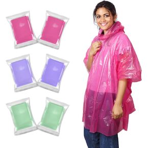 EcoNour Adult Rain Poncho Family Pack | Transparent & Disposable Ponchos | Emergency Rain Ponchos | Clear Hood Raincoat