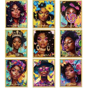 Inspirational Wall Decor - Painting African American Black Women Wall Decor (Unframed 8 x 10) Teen Black Girl Room Motivational Poster - Home, Office, Bedroom, Dorm Room
