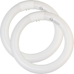 8 inch FC8T9/CW 22W Cool White Circular Fluorescent Light Bulb, Round T9 22 Watt Circline Fluorescent Lamp Bulbs 4100K 1350 Lumens, G10q 4 Pin Base, 2 Pack