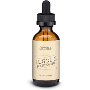 EPOTHEX Lugol's Solution 2.2% 1oz Glass Dropper Bottle. Contains Potassium Iodide and Iodine