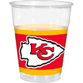 Kansas City Chiefs Clear Plastic Cups (16oz) - 6 Packs of 25 - Perfect for Tailgating, Game Day & Home Celebrations