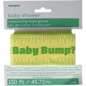 "How Big is the Baby Bump?" Yellow Measuring Tape Game - 150ft, 1 Piece - Perfect Baby Bump Measuring Tape Party Activity for Baby Showers