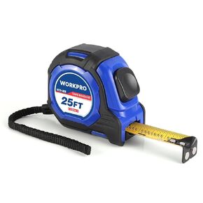 WORKPRO 25FT Auto-Lock Tape Measure, 1/8 Fractions Easy Read Measuring Tape, Double Stop Measurement Tape Accuracy 1/32 for Engineer,with Magnetic Hook, Rubber Protective Casing