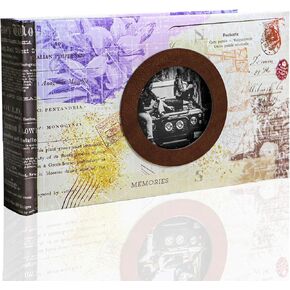 Holoary Photo Album 4x6, Picture Album Holds 50 Horizontal Photos, Memo Writing Area for Each Pocket, Printing Cover Small Photo Book with Front Window, Small Photo Album for Travel Vacation Adventure