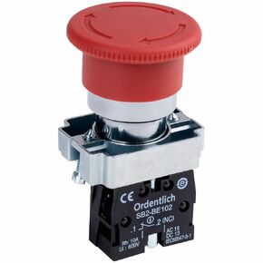 22mm Metal Emergency Stop Push Button Switch Red Mushroom Equipment Stop Shut Off Switch AC 660V 10A (1NO1NC)