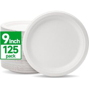 RACETOP Compostable Paper Plates 10 Inch [150 Pack], Disposable Biodegradable Heavy Duty Paper Plates, Made of Natural Sugarcane Fibers, Unbleached Brown, Round