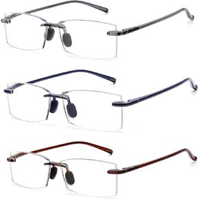AQWANO Rimless Reading Glasses Comfortable Lightweight, Clear Frame Readers Computer Blue Light Blocking for Women Men,2.25