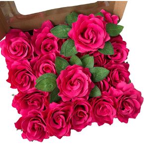 YiRonCins 32pcs Burgundy Red Christmas Artificial Flowers Combo Box Dahlia Peony Hydrangea Silk Fake Flowers Mix Foam Rose for Xmas Tree Wreath Home Decoration Party Table Centerpieces Arrangements