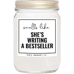 YouNique Designs Writer Candle 8oz - هدايا للمؤلفين، هدايا للصحفيين - هدايا كاتب شمعة جرة، هدايا المؤلف، هدايا كاتب الكتب - هدايا رائعة للكتاب والمؤلفين in Kuwait