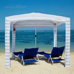 CoolCabanas Beach Cool Cabana Canopy Sun Shade Shelter Tent - 8' x 8' or 6'6" x 6'6", Easy to Setup, Folds to just 3'5", Perfect for Family Beach and Backyard, UPF 50+, The Original and The Best