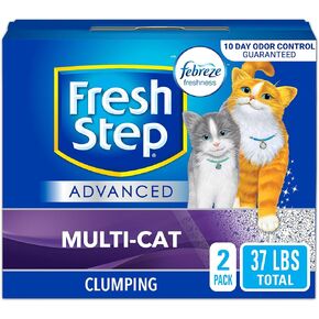 Fresh Step Advanced Clumping Cat Litter, Clean Paws Multi-Cat, Extra Large, 37 lbs total (2 Pack of 18.5 lb Boxes)