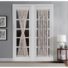 Warm Home Designs Pair of 2 White Color Lace French Door Curtain Panels are 30 Inch Wide by 72 Inches Long. Scalloped Doorway Sidelight Curtains Come with 2 Matching Tie-Backs. R White 30" x 72"