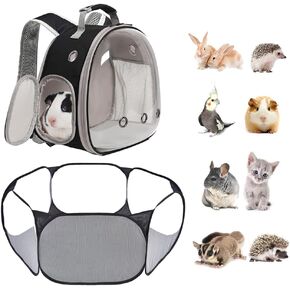 LAIRIES Small Animals Tent, Breathable Transparent Pet Playpen Pop Up Playpen Open Outdoor/Indoor Exercise Fence, Portable Yard Fence for Guinea Pig, Rabbit, Hamster, Chinchillas and Hedgehogs in Kuwait