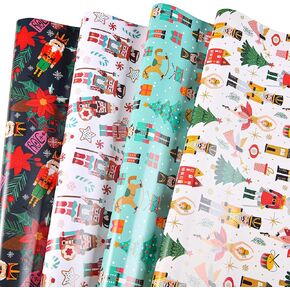 Sikiweiter Mermaid Wrapping Paper - Birthday Wrapping Paper for Girls, 12 Sheets Little Mermaid Wrapping Paper for Birthday Christmas Baby Shower, 19.7 x 27.6 Inches Per Sheet