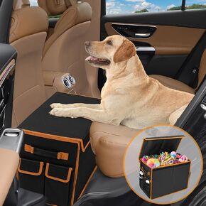 EAROND Dog Seat Extender for Dogs up to 200lbs, Dog Back Seat Extender with Storage Pockets, Collapsible Front & Backseat Extender for Large Dogs, Medium Dogs and Small Dogs