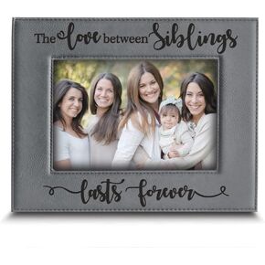 Bella Busta -The Love Between Siblings Lasts Forever_ Engraved Leather Picture Frame (4x6 Vertical)