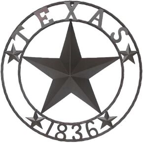Nightclawing 40" TEXAS 1836 Barn Star Metal Wall Sign Art, Twisted Rope Ring Western Home Décor,Rustic Bronze Copper