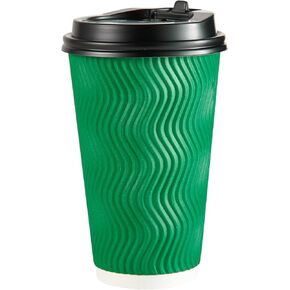 12 OZ Coffee Cups with Lids, 100 Count Insulated Ripple Wall Paper Coffee Cups, Hot Cups with Lids for Hot Drinks