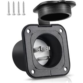 Flanged Inlet ETL Listed 15 Amp RV Plug Receptacle Block Heater Bumper Plug with Waterproof Cover NEMA 5-15 Male Wall Mount for Shore Power Marine Boat Golf Cart Commercial Grade in Saudi Arabia