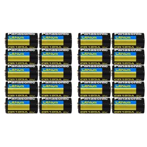 Panasonic CR123A Lithium 3V Photo Lithium Batteries, 0.67" Dia x 1.36" H (17.0 mm x 34.5 mm), Black, Gold, Blue (Pack of 20)