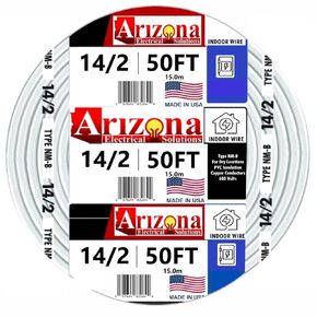50 Feet 14/2 Type NM-B Copper. #14 AWG, 2 Conductors with Ground. Insulated Jacket White