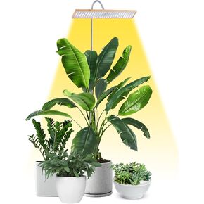 Magikeration LED Grow Lights for Indoor Plants Full Spectrum, Eco-Friendly Bamboo Design, Height Adjustable 13.7"- 61.1", Automatic Timer with 8/12/16H,Ideal for Plant Lights for Indoor Growing