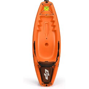 6FT Touring Youth Kayak, Recreational Rowing Boat W/Removable Paddles, Front & Rear Storage Hatches, 4-Level Footrest, Folding Backrest, Portable Sit-On-Top Kayak