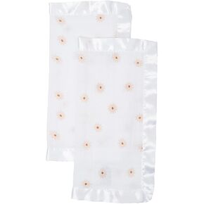 Lulujo Security Lovey Blankets Unisex Softest Breathable Cotton Muslin Security Blanket Set with Silky Satin Trim| Neutral Comforting Blanket for Girls & Boys| 16in x 16in| Daisies