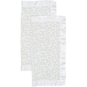 Lulujo Security Lovey Blankets Unisex Softest Breathable Cotton Muslin Security Blanket Set with Silky Satin Trim| Neutral Comforting Blanket for Girls & Boys| 16in x 16in| Daisies