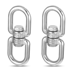 2 PCS Double Eye Swivel Hooks 304 Stainless Steel Swivel Hooks Heavy Duty Swing Hangers Swivel Key Rings Swivel Clip for Hanging Plants Swing Spinner Hanger Suspension Hammock