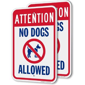 لافتة SmartSign Attention No Dogs مسموح بها - عبوتان، 18 × 12 بوصة، مركب ألومنيوم 2 مم، ثقوب مثقوبة مسبقًا، أزرق/أحمر على أبيض، صنع في الولايات المتحدة الأمريكية