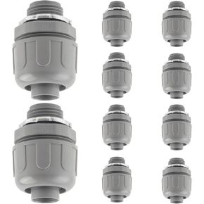 | ½ Inch Non-Metallic Liquid Tight Conduit Connectors, 180 Degrees (Straight), Flexible PVC Electrical Conduit Fittings, UL Certified (200)