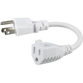 KUNCAN Short Power Extension Cord - 8 Inches 3 Prong Grounded Outlet Saver 16AWG/13A Heavy Duty Power Cord (NEMA 5-15P to NEMA 5-15R) Indoor Use Power Split Plug Extender (Black - 1 Pack)