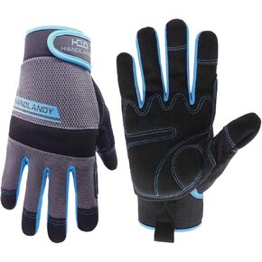 HANDLANDY Work Gloves Men & Women, Utility Mechanic Working Gloves Touch Screen, Flexible Breathable Yard Work Gloves (Medium, Grey)