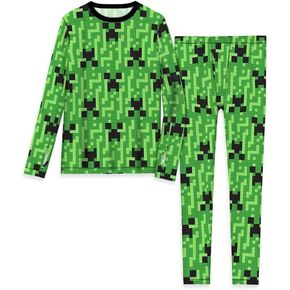 طقم ملابس داخلية حرارية علوية وسفلية للأولاد من Cuddl Duds ClimateRight مكونة من قطعتين (صغير 6-7، لعبة فيديو) أخضر in Kuwait