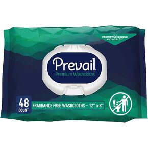 Prevail Fragrence Free Soft Pack Adult Washcloths - Unisex Adult Incontinence Wipes - Disposable Adult Wipes for Men & Women - 12"x 8", 576 Count (12 Packs of 48)