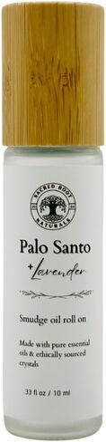 Palo Santo and Lavender Smudge Oil Roll On (10 ml) Energy Clearing - Infused with Ethically Sourced Rose Quartz and Black Obsidian Crystals -100% Pure Essential Oils - Organic Coconut Oil in Saudi Arabia