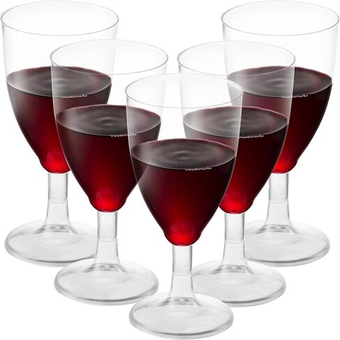 JoyServe Bulk 7 oz Plastic Disposable Wine Glasses - (Pack of 24) Clear BPA-Free Plastic Wine Glasses with Stem and Party Drinking Glass Cups for Parties, Weddings, Toasts, Food Samples, Catering in Saudi Arabia