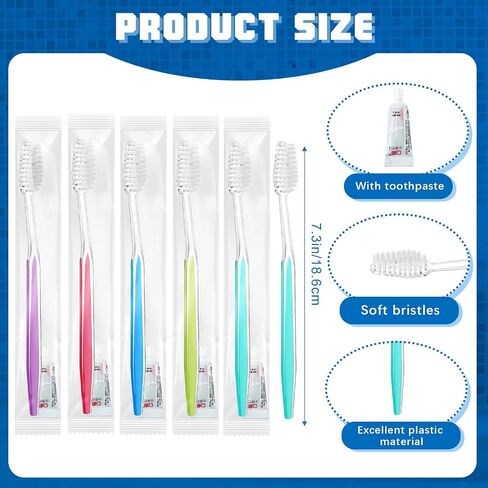 Maxcheck 500 Sets Disposable Toothbrushes Bulk with Toothpaste Individually Wrapped Homeless Supplies Travel Toothbrush for Hotel Camping School in Saudi Arabia