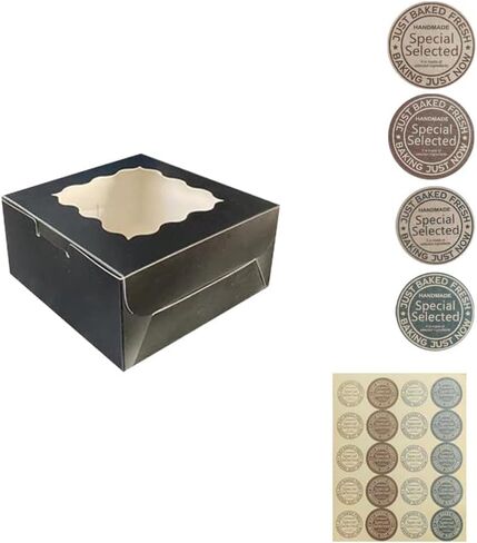 100Pcs (4x4x2.5 in) Mini Cake Boxes+5 stickers with Display Window for Gift Giving, Bakesale, Cupcakes, Dessert, Cookies, Pie, Macaroons, Donuts, Pastry, Kraft Paper Material (100Pcs Pink) in Saudi Arabia