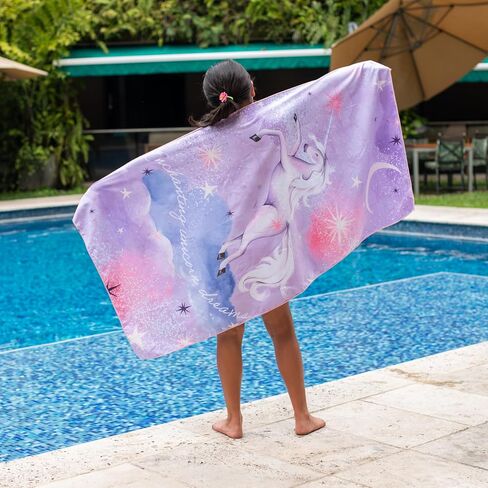PRIS+SAND Mermaid Quick Dry Beach Towel & Pouch for Kids | Sandproof, Compact Microfiber Towels | Pink - 30" x 60" | Gift for Boys, Girls in Saudi Arabia
