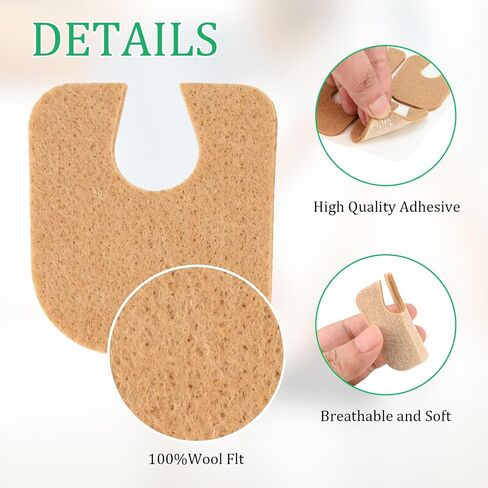 60-Pack U-Shaped Felt Callus Pads - Metatarsal and Forefoot Foot Pads for Pain Relief and Comfort - Adhesive Cushions to Prevent Calluses from Rubbing on Shoes - Ideal for Men and Women, Beige in Saudi Arabia