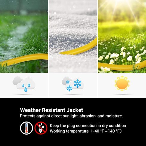 دليل سلك تمديد GFCI خارجي بطول 3 أقدام من DEWENWILS، سلك تمديد قياس 12/3 لأجهزة متعددة، كابل طاقة عالي التحمل مع قابس LED مضاء بـ 3 شقوق، أسود، مدرج في قائمة UL in Kuwait