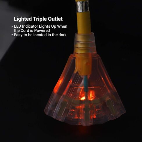 دليل سلك تمديد GFCI خارجي بطول 3 أقدام من DEWENWILS، سلك تمديد قياس 12/3 لأجهزة متعددة، كابل طاقة عالي التحمل مع قابس LED مضاء بـ 3 شقوق، أسود، مدرج في قائمة UL in Kuwait