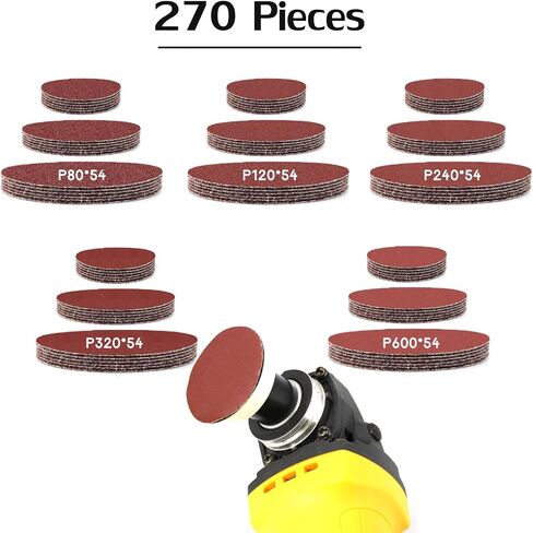 1"2" 3"Hook and Loop Backing Pad with 90PCS Sanding Discs - Angle Grinder Attachments for Wood Sanding, Buffing, Polishing - Drill Backing Plate-5/8-11 Threads(80/120/240/320/600 Grit) (90) in Saudi Arabia