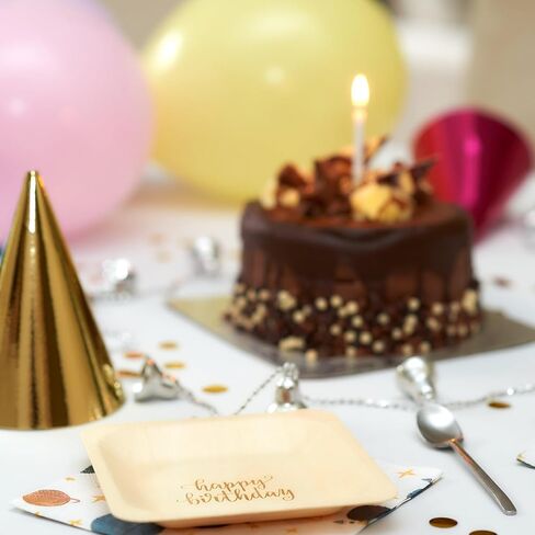 Happy Birthday Disposable Birthday Party Plates – Rustic, Compostable Alternative to Plastic Plates for Birthday Parties (Salad/Dessert, 50-Pack) in Saudi Arabia