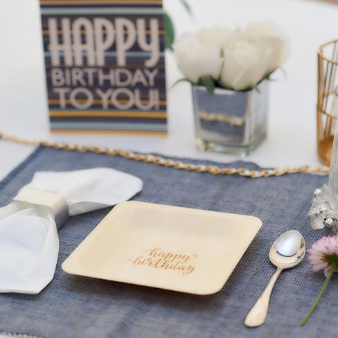 Happy Birthday Disposable Birthday Party Plates – Rustic, Compostable Alternative to Plastic Plates for Birthday Parties (Salad/Dessert, 50-Pack) in Saudi Arabia