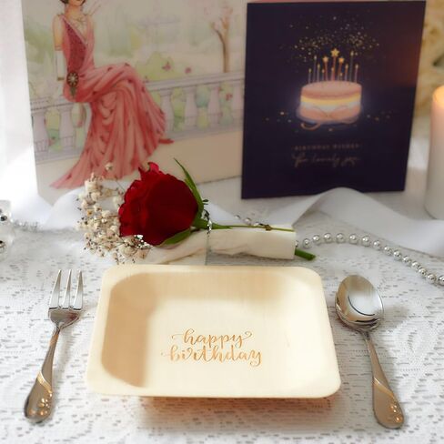 Happy Birthday Disposable Birthday Party Plates – Rustic, Compostable Alternative to Plastic Plates for Birthday Parties (Salad/Dessert, 50-Pack) in Saudi Arabia